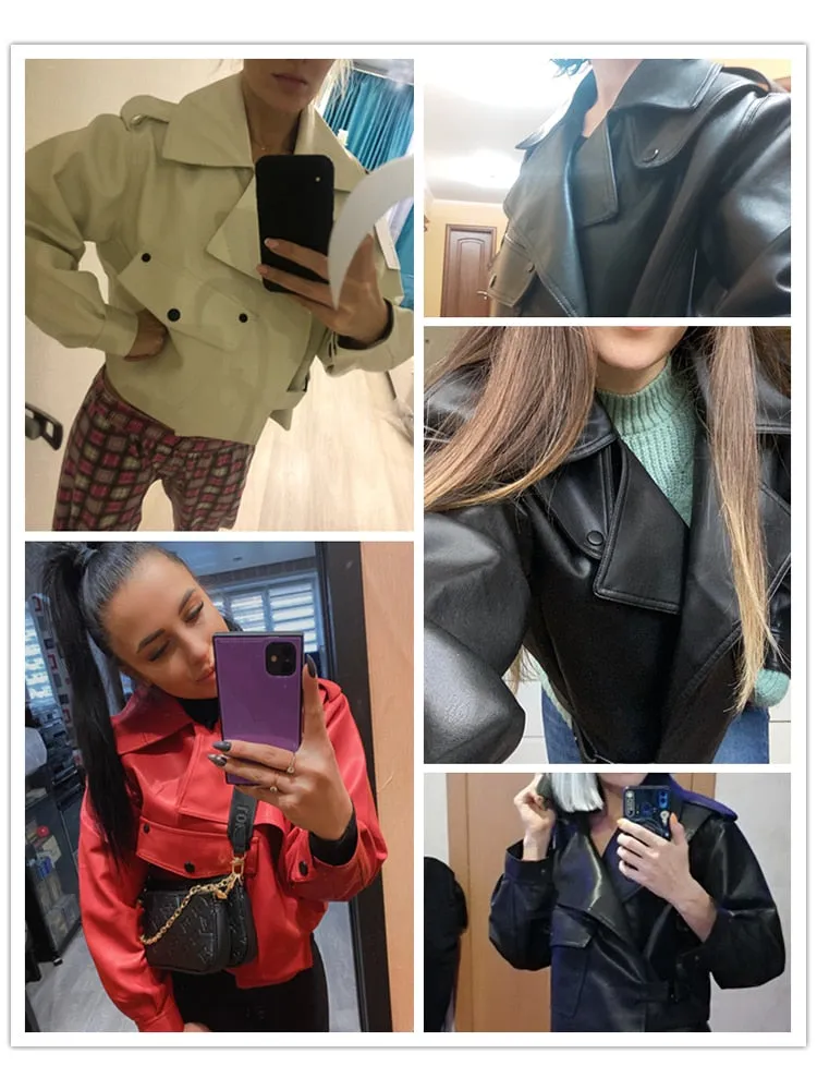 Women's Winter Suede Synthetic Leather Turn-down Collar Short Jackets