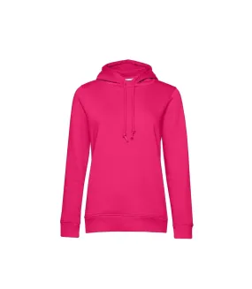 Womens/ladies organic hoodie magenta B&C