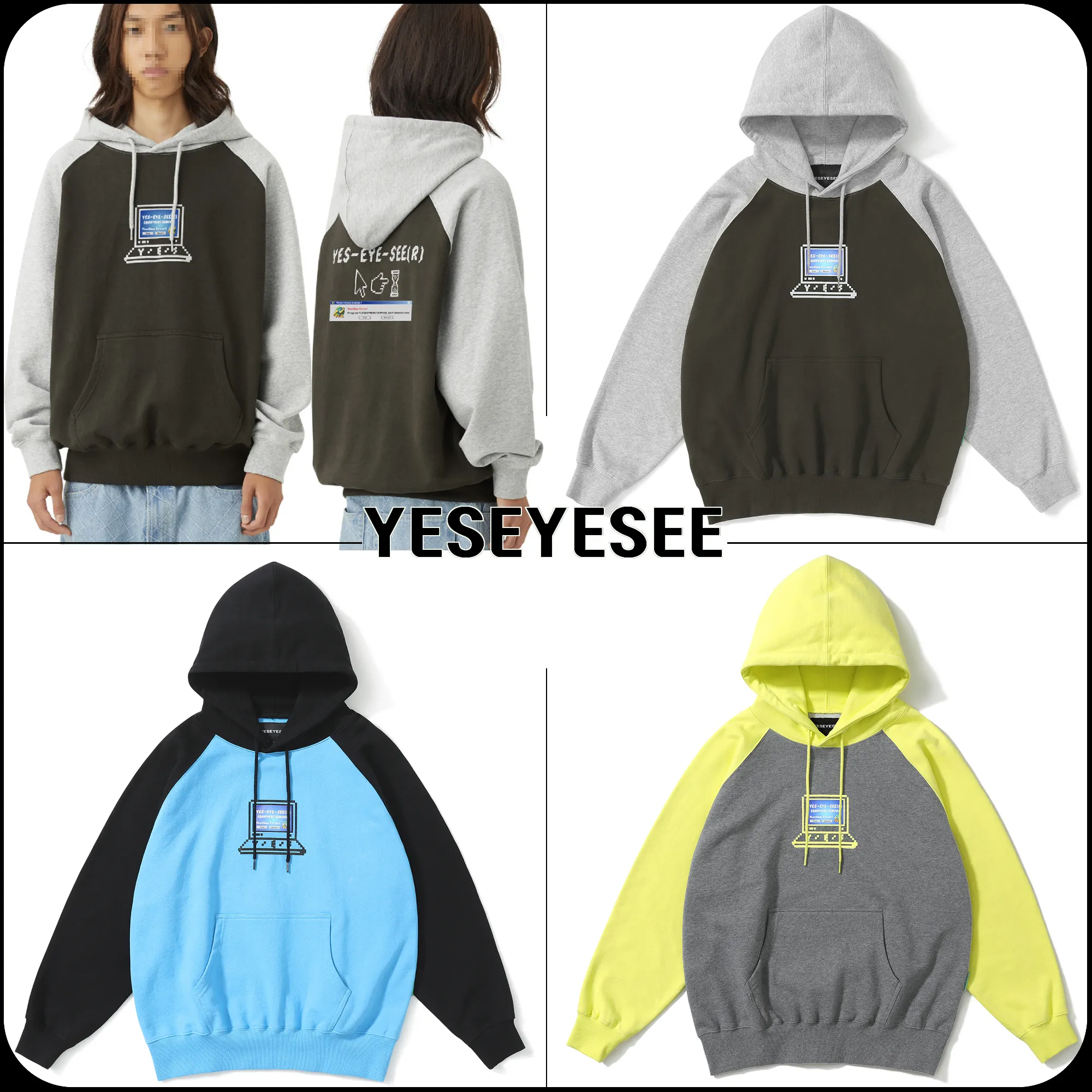 YESEYESEE  |[YESEYESEE] ★Pixel Raglan Hoodie